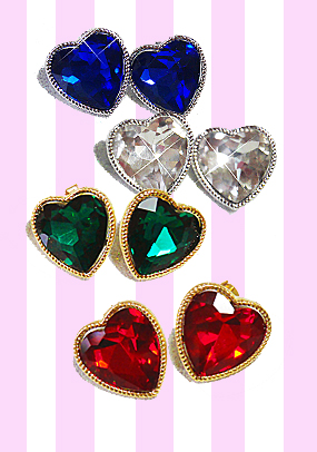 Heart ♡ gem earring ( 4 color )