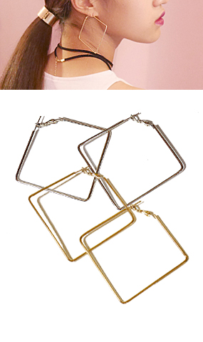 Square round earring ( 2 color )