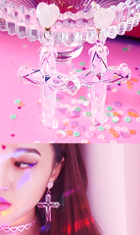 ♥누적 500개 판매 돌파♥ Crystal cross earring ( 3 color )