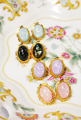 Antique marble stone earring ( 4 color )