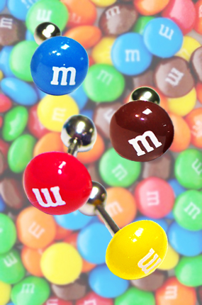 ♥누적 500개 판매 돌파♥ m&amp;m chocolate piercing ( 4 color )