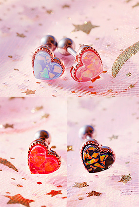 ♥누적 150개 판매 돌파♥ Nacre - heart piercing (6 color)(로즈골드,실버)