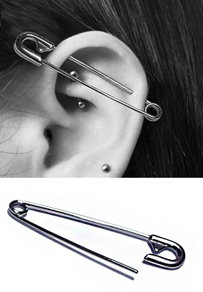 ♥누적 150개 판매 돌파♥Safety pin industrial piercing(사선피어싱)