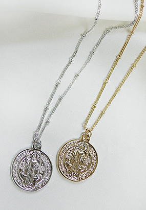 Coin maria necklace (gold, silver)