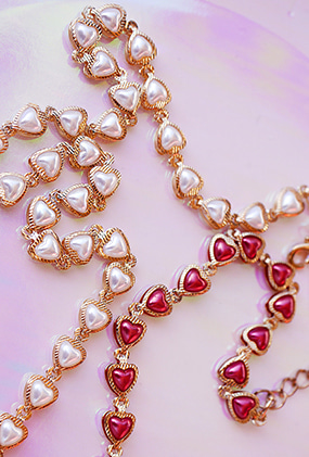 ♡ Heart pearl ♡ chain choker (2 color)
