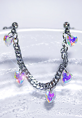 ♥누적 100개 판매 돌파♥Heart crystal chain piercing
