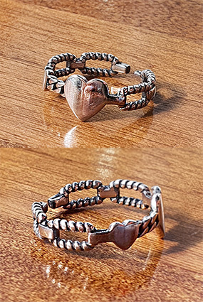 [Silver 925] Heart rope chain ring