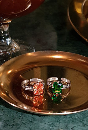 [Silver 925] Vintage emerald ring(그린,오렌지)