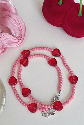 Pink ♥Candy heart choker necklace