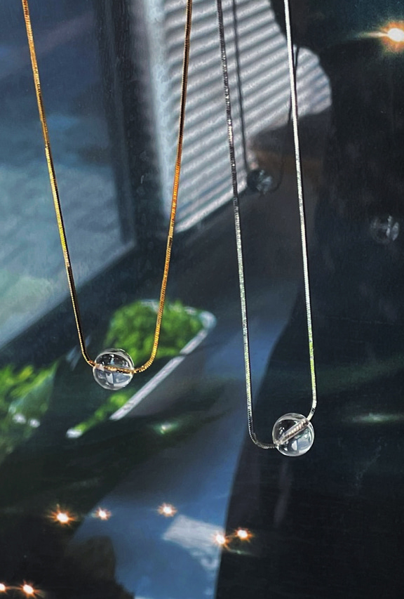 Crystal ball chain necklace (골드,실버)(백수정)
