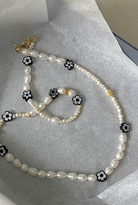 Flower pearl- necklace (담수진주,자개)