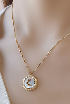 (써지컬스틸)Nacre-moon necklace (2color)
