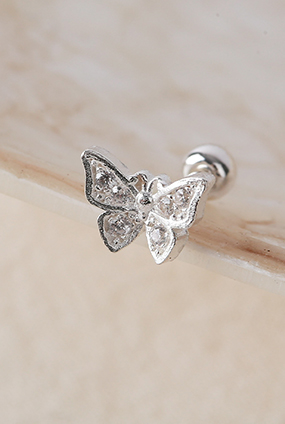 [Silver 925] White butterfly piercing
