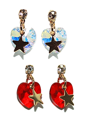 Heart ☆ drop earring (swarovski , 2 color)