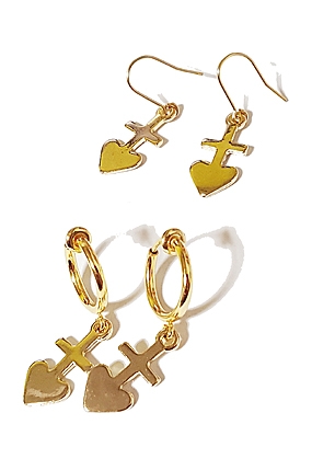 Mini cross ♡ earring &amp; earcuff
