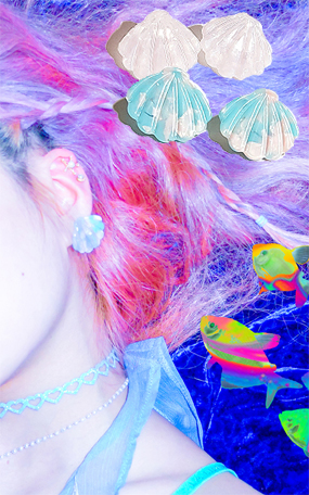 Mermaid clam earring (2 color)
