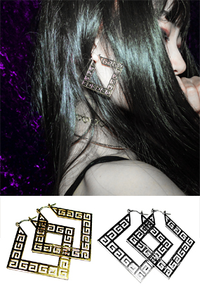 Egyptian big square earring (2 color)