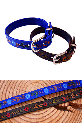 Rose embroid leather bracelet ( 2 color )