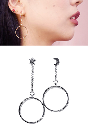 Moon drop earring ( gold, silver )