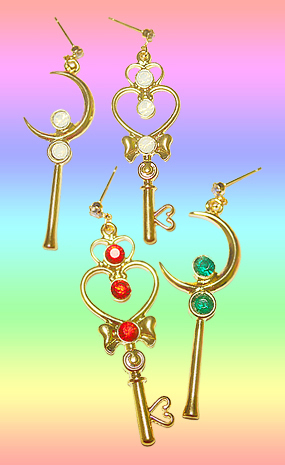 Moon stick &amp; key earring ( 2 color )(귀찌, 귀걸이)