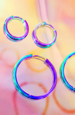 ♥누적 300개 판매 돌파♥ Rainbow circle earring (surgical steel)(S,M size)