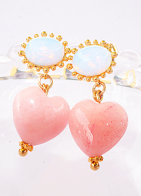 (Silver 92.5) Candy ♡ opal earring ( 2 color )