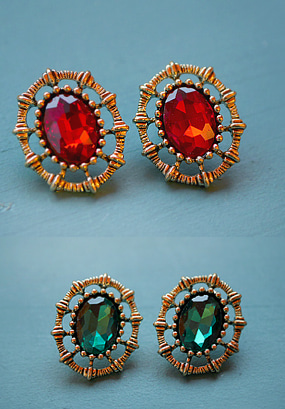 Antique stone earring ( 2 color )