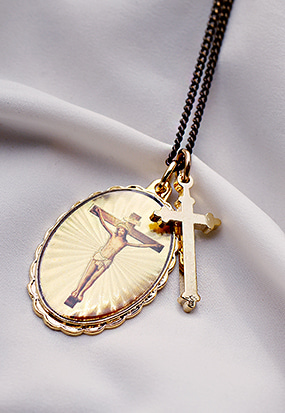 Cross gem necklace ( 골드, 실버 )( 2 way )