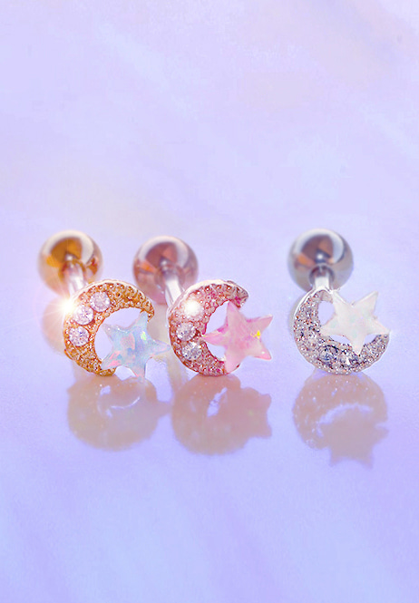 Opal ☆ moon piercing ( 3 color )(천연석)