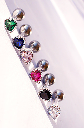 ♥누적 900개 판매 돌파♥ Mini lace♡ heart crystal piercnig(6 color)(골드,실버)