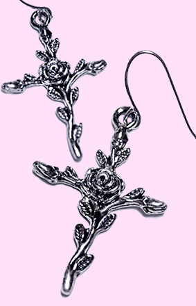 Antique rose cross earring (골드, 실버)