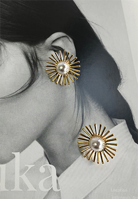 Sun beam - pearl earring (골드,실버)