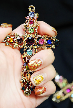 Big cross crystal earring( 레인보우 크리스탈 )
