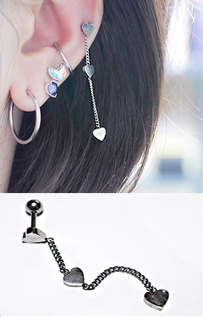 ♥누적 300개 판매 돌파♥♡3 Heart - drop ♡ piercing (2 way)