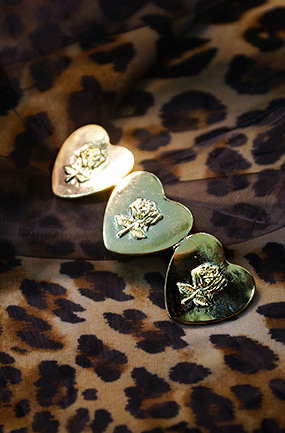 Gold Heart rose hair pin