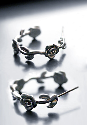 Rose drop ring earring (티타늄침)