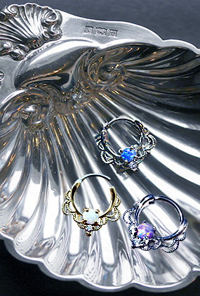 ♥누적 250개 판매 돌파♥Opal ring clicker piercing (화이트,라벤더,블루)