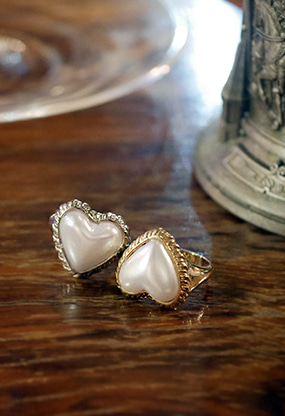 Antique heart ♡ pearl ring (골드/실버)