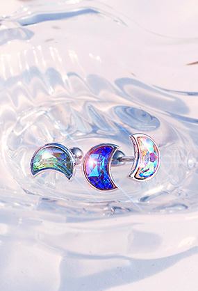 Blue moon 🌙 crystal piercing(3 color)(골드,실버)