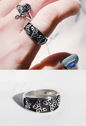 [Silver 925] Black butterfly ring