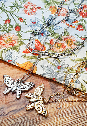 Antique butterfly necklace set(나비목걸이 &amp; 체인 초커 2종 세트)