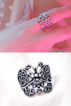 Antique butterfly bold ring엔틱 나비 반지 ( 무광,유광 )
