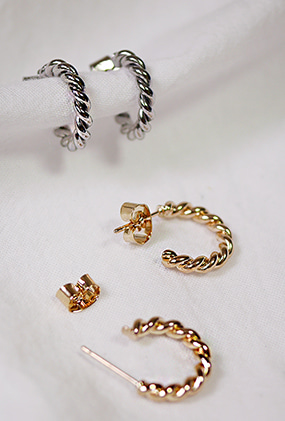 Simple twist ring earring (실버,골드)