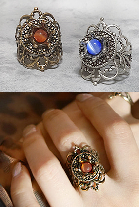 Antique bold moonstone ring (골드,실버)