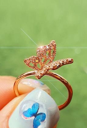 Butterfly crystal ring (로즈골드) 나비 크리스탈 링