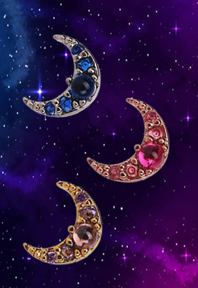Jewelry moon piercing (블루,핑크,퍼플)