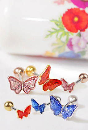 Vivid butterfly piercing (S/M size)(블루,오렌지,핑크)