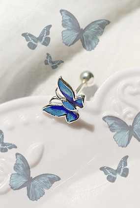[Silver 925] Blue butterfly piercing
