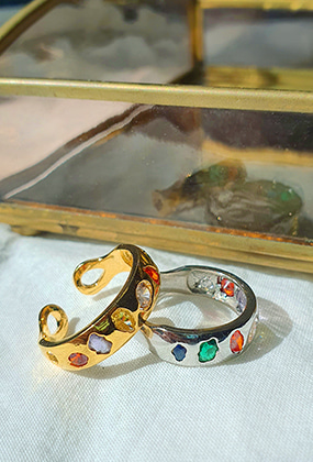 Rainbow stone ring (골드,실버)