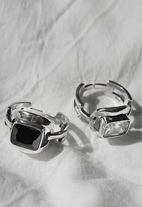 [Silver 925] Bold crystal ring(블랙,화이트)